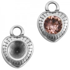 DQ Metal charm Heart with setting for SS29 Chaton Antique silver 